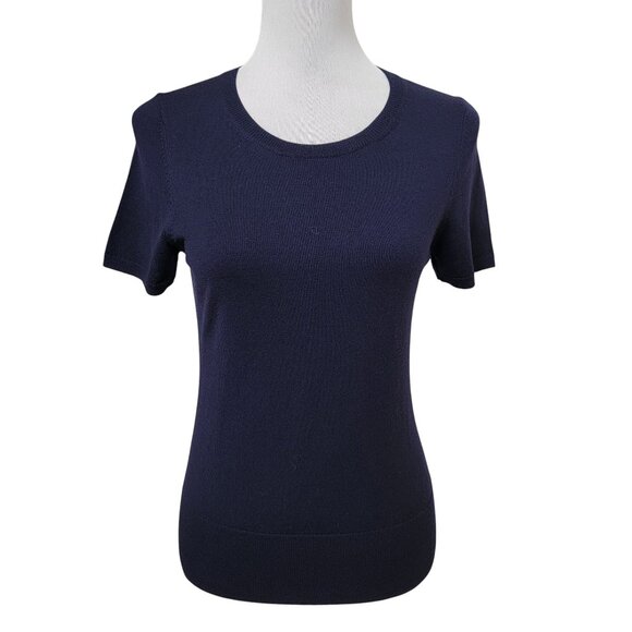 Brooks Brothers Size M Navy Blue Short Sleeve Sweater, Excellent Preowned Cond. - Picture 1 of 11